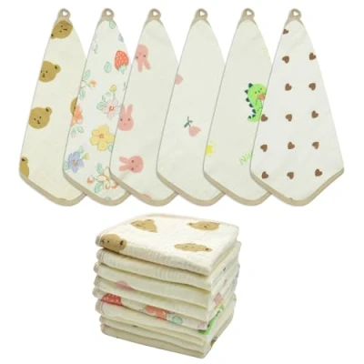 Afbeelding van FZSECRIU 10 stuks pasgeboren babywashandjes, zachte mousseline washandjes, wasbare aankleedmat, draagbare katoenen pad, geboortecadeau