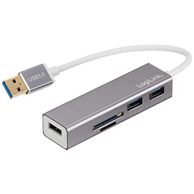 Image de LogiLink USB 3.0 3 Port Hub with Card Reader Concentrateur (hub) x SuperSpeed de bureau