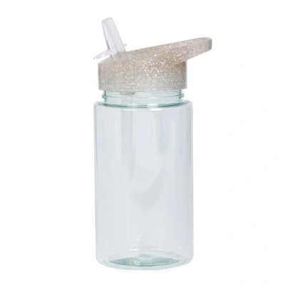 Afbeelding van A little lovely company drinkfles met rietje glitter zilver 450ml