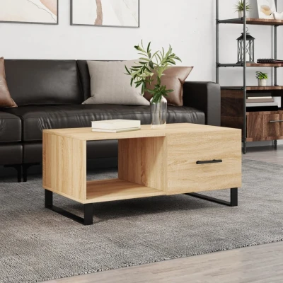 Afbeelding van Salontafel 90x50x40 cm bewerkt hout sonoma eikenkleurig
