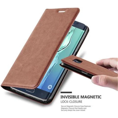 Afbeelding van Cadorabo Hoesje geschikt voor Samsung Galaxy S6 EDGE in CAPPUCCINO BRUIN Beschermhoes met magnetische sluiting, standfunctie en kaartvakje Book Case Cover Etui