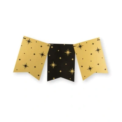 Afbeelding van Paperdreams Classy party flag banner gold/black Stars