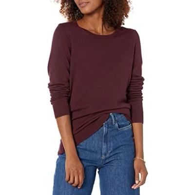 Image de Amazon Essentials Chandail léger à manches longues et col ras du cou pour femme (disponible en grande taille), bordeaux, taille 1X