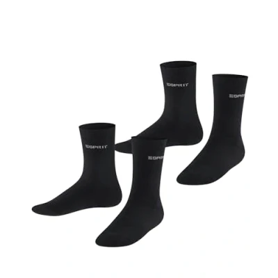 Image de ESPRIT Foot Logo 2 Pack K SO coton unies lot de paires, Chaussettes Mixte enfant, Noir (Black 3000), 27 30