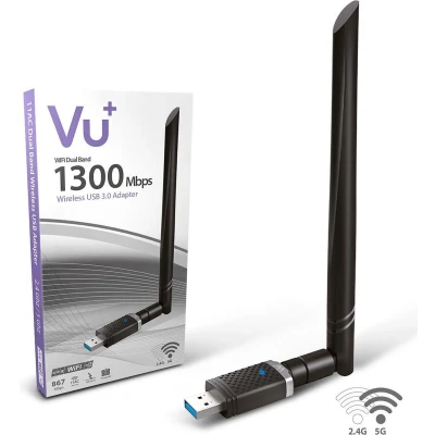 Afbeelding van VU+ Dual Band Wireless USB 2.0 Adapter 1300 Mbps inclusief 6 dBI antenne