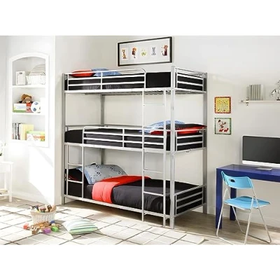 Afbeelding van Stapelbed ELOUAN 3 x 90 190 cm Grijs L 200 H 205 D 103