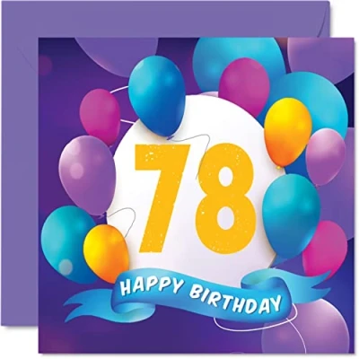 Afbeelding van Verjaardagskaart voor de 78e verjaardag mannen en vrouwen ballonfeest verjaardagskaarten mannen, vrouwen, mama, papa, tante, oom, grootvader, 145 mm x