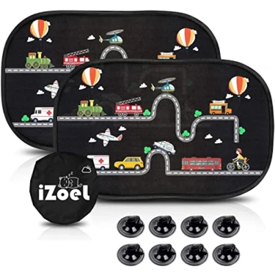 Afbeelding van IZoeL Zonnescherm voor auto, baby, zelfklevend, zonwering kinderen, zijruiten, statische zijbescherming, afmetingen 48 x 32 cm, universeel, blokkeert uv stralen (auto)