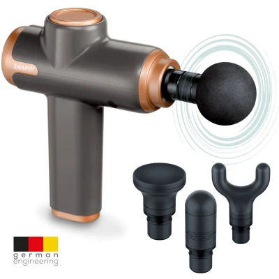 Afbeelding van Beurer MG 99 Massage Gun Compact Massageapparaat Triggerpoints 5 Intensiteitsniveaus 4 Opzetstukken tot Uur draadloos gebruik Krachtig vermogen 3 Jaar garantie Zwart/Bruin