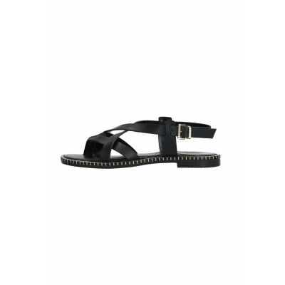 Afbeelding van Sacha Dames Zwarte leren platte sandalen Maat 36