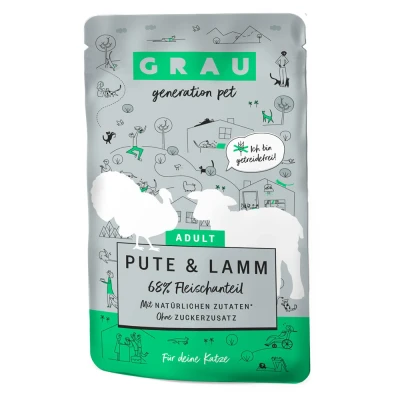 Afbeelding van GRAU Adult Graanvrij 16 x 125 g Kattenvoer Kalkoen &amp; Lam