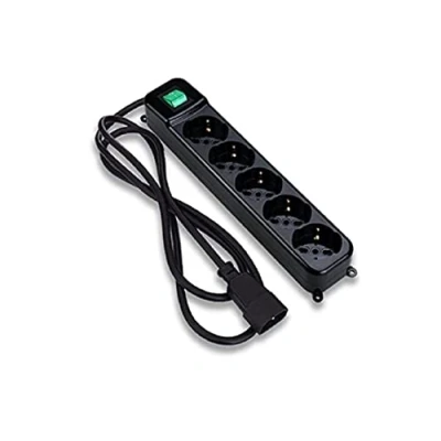 Image de Tecnoware Multiprise Prise multiple avec Protection de Sécurité et Interrupteur Lumineux Fiche d’entrée type IEC C14, 5 sorties inclinées à 45 Schuko/Italie 10/16 A