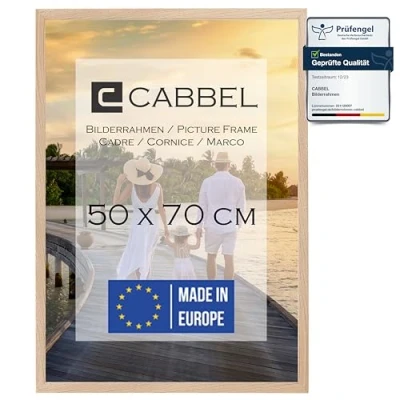 Afbeelding van CABBEL 1x cadre photo 50x70 cm Naturel 1 Pack document, collage, poster MDF bois verre acrylique Picture frame, puzzle images, à suspendre