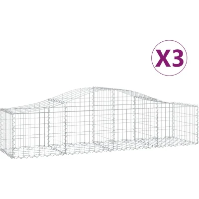 Afbeelding van VidaXL Schanskorven 3 st gewelfd 200x50x40/60 cm gegalvaniseerd ijzer