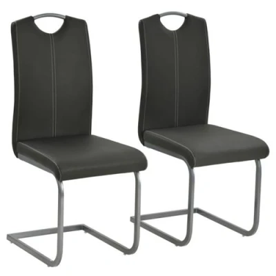 Afbeelding van Eetkamerstoelen 2 st kunstleer grijs
