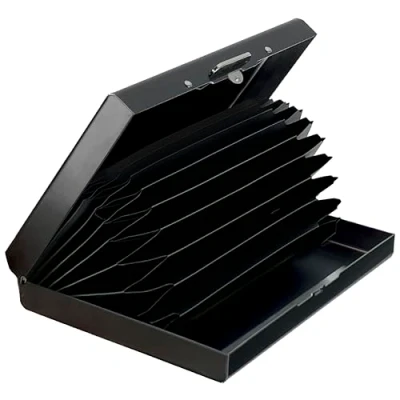 Afbeelding van MyGadget Aluminium kaarthouder, RFID en NFC bescherming voor 10 bankkaarten, creditcards, slanke portemonnee dames heren, zwart, zwart., klassiek
