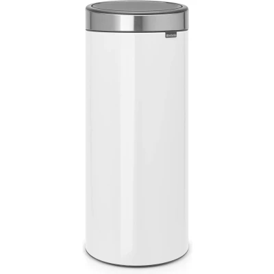 Afbeelding van Brabantia Touch Bin Prullenbak 30 liter White / Matt Steel Fingerprint Proof deksel