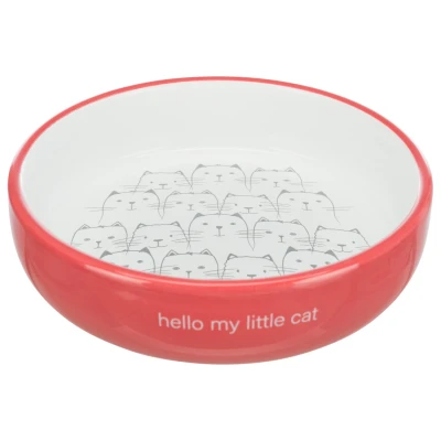 Afbeelding van Trixie Voerbak / Drinkbak Kat Platte Neus Rood Wit 300 ML 15 CM