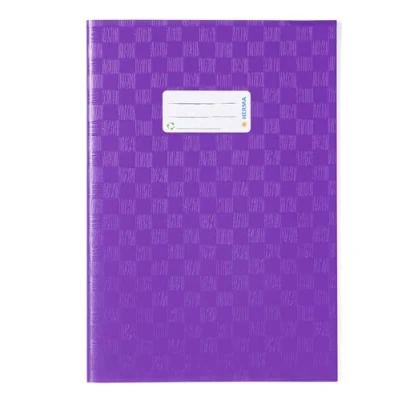 Afbeelding van HERMA 7446 boekomslagen DIN A4 Bast, ordopjes met etiketten en knutselstructuur, van duurzame afwasbare polypropyleen folie, set 25 voor schoolschriften, lila
