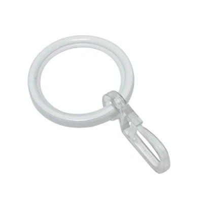 Afbeelding van Gardinia 10 stuks gordijnstangringen, Ø 20 mm, gordijnroede ringen met plooiglijders en haken, serie Chicago, 4 mm breed, wit, metaal