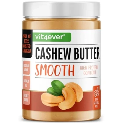 Image de beurre de noix cajou Smooth 1kg naturel sans additifs High Protein sel, huile ou graisse palme 100% purée cashew crémeuse Vegan