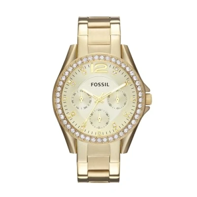 Afbeelding van Fossil Riley dameshorloge, 38 mm, multifunctioneel kwartsuurwerk, roestvrijstalen armband, Goud, mm