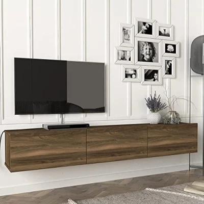 Afbeelding van Tv meubel Vihti zwevend 180x31x29,5 cm walnootkleurig