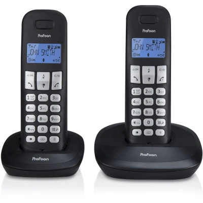Afbeelding van Profoon PDX 1120 DECT telefoon met 2 handsets, zwart Black