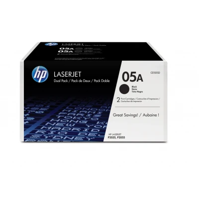 Afbeelding van HP toner 05A, 2 300 pagina&#039;s, OEM CE505D, zwart, duopack