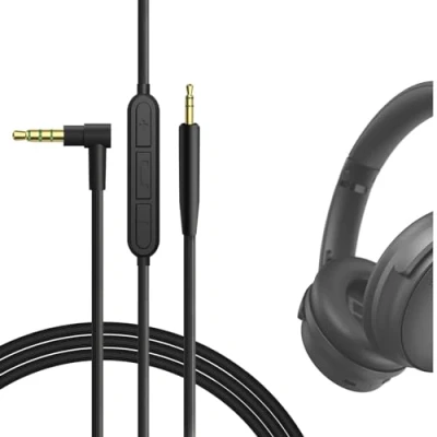 Afbeelding van GEEKRIA QuickFit Audiokabel compatibel met Bose QuietComfort 45, QC 35 Series II, 35, 25, vervangende AUX stereo kabel 2,5 mm voor hoofdtelefoon in line microfoon (1,2 m)