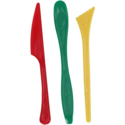 Afbeelding van Jovi Boetseerspatelset Rood/groen/geel 3 delig