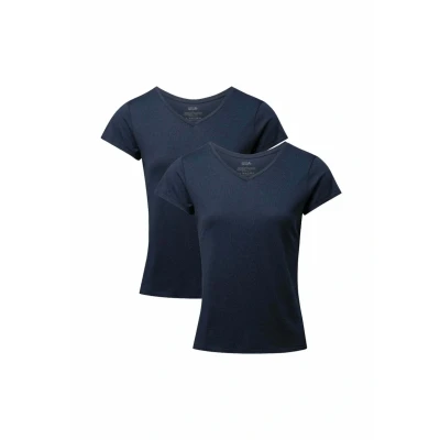 Afbeelding van Danish Endurance Vneck 2PACK Tshirt basic, Dames, Maat: XL, Dark navy