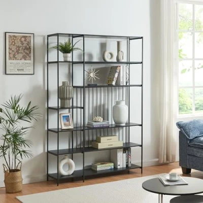 Afbeelding van Boekenkast Rælingen open kast 180x120x32,5 cm zwart [en.casa]
