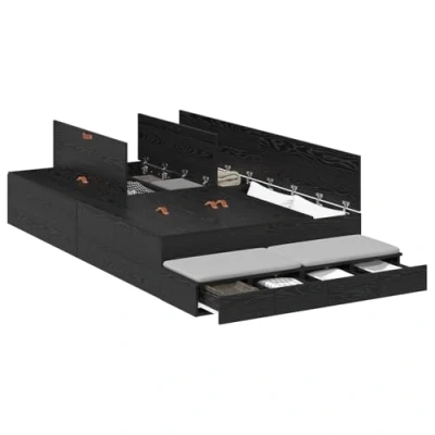 Afbeelding van vidaXL Opbergbedframe Zwart Eiken 120x200 cm