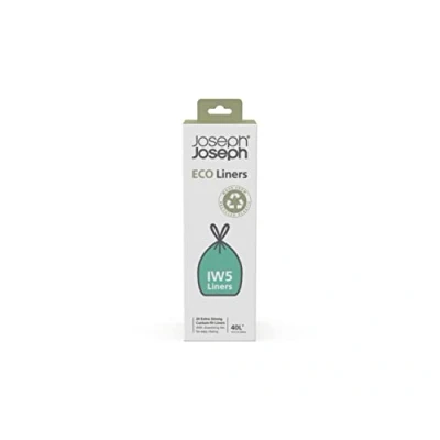 Image de Joseph IW5 sacs poubelles écologique en plastique recyclé, pour déchets de cuisine avec Fermeture à Poignées coulissantes, très résistants 20 sacs, 40 litres, gris