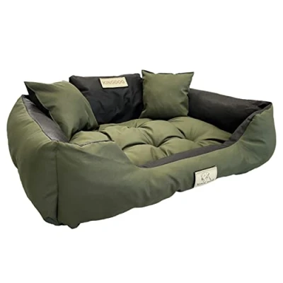 Afbeelding van KingDog Honden en kattenbed met twee kussen Wasbaar Binnenmaat: 115x90m / Buitenmaat: 130x105cm Groen