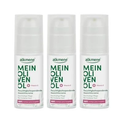 Afbeelding van alkmene Set van 3 gezichtscrèmes voor de droge huid, 50 ml, 100% bevestigt het gevoel een gladde veganistische gezichtscrème met olijfolie, gezicht