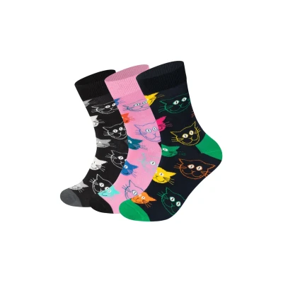 Afbeelding van Happy Socks Mixed CAT GIFT SET Unisex 3 PACK Sokken, Maat: 41 46, Multi