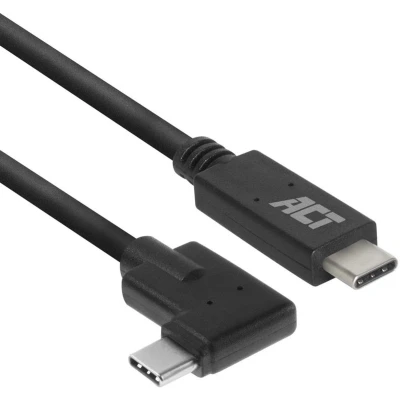 Afbeelding van ACT AC7406 USB C Kabel 3.2 Gen1 male Recht Haaks 5Gbps 1 meter