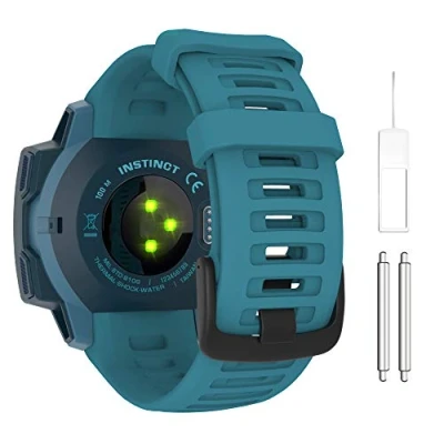 Afbeelding van MoKo Bandje compatibel met Garmin Instinct/Instinct Solar/Tactical/Instinct 2 GPS horloge, 22 mm, reservearmband van zachte siliconen, zeeblauw