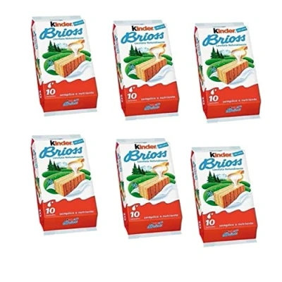 Afbeelding van Kinder Ferrero Brioss Set van 6 Italiaanse badstof snacks met melkvulling, 10 x 30 g