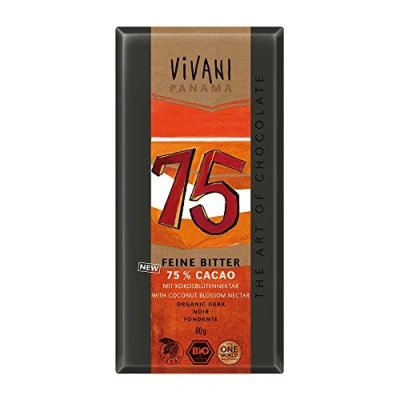 Afbeelding van Vivani Chocoladereep Puur 75% Multi verpakking 10x80GR