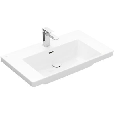 Afbeelding van Villeroy &amp; Boch Subway 3.0 meubelwastafel wit (80 x 47 cm) 1 kraangat,
