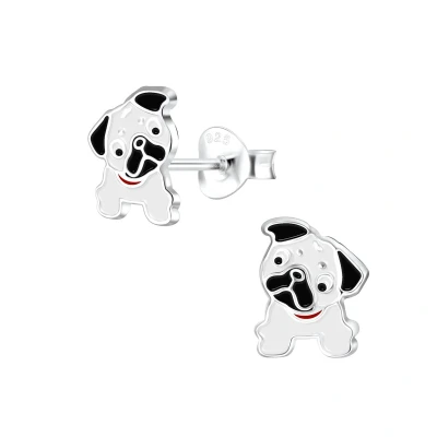Afbeelding van Zilveren kinderoorbellen lief hondje bulldog Hond Oorknopjes Meisje Zilver Zilverana Sterling 925 Silver
