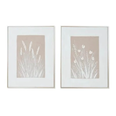 Afbeelding van Canvas Home ESPRIT Wit Beige Blommor Scandinavisch 62 x 4,5 82 cm (2 Stuks)