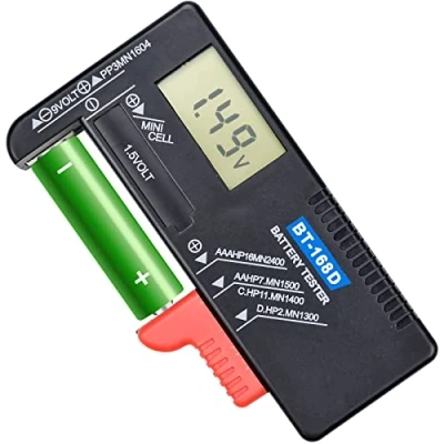 Afbeelding van digitale lcd batterijtester, BT 168D, AA/AAA/C/D/9 V/1,5 V, universele knoopceltester