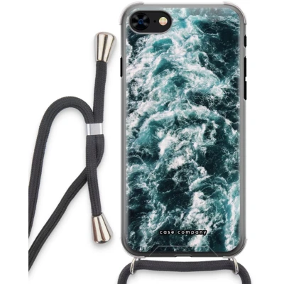 Afbeelding van Case Company® hoesje met Koord geschikt voor iPhone 8 Zee golf Telefoonhoesje Zwart Extra Bescherming aan alle Kanten en Over de Schermrand