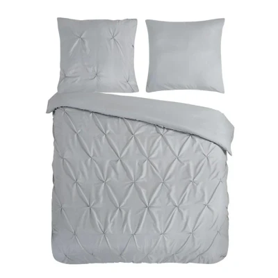 Afbeelding van Pure Dekbedovertrek &quot;luxe stiksel plooien&quot; Zilver (240x200/220 cm) Microfiber