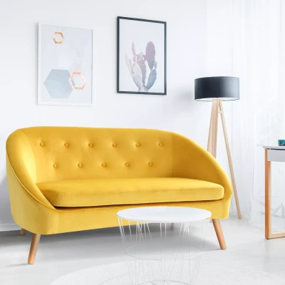 Afbeelding van Canapé banquette en velours SONIA jaune
