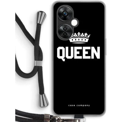 Afbeelding van Case Company® hoesje met Koord geschikt voor OnePlus Nord CE 3 Lite Queen Zwart Telefoonhoesje Bescherming aan alle Kanten en Over de Schermrand